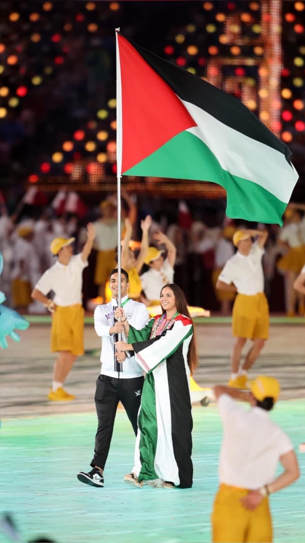 Palestinian flag carried during the Olympic opening ceremony