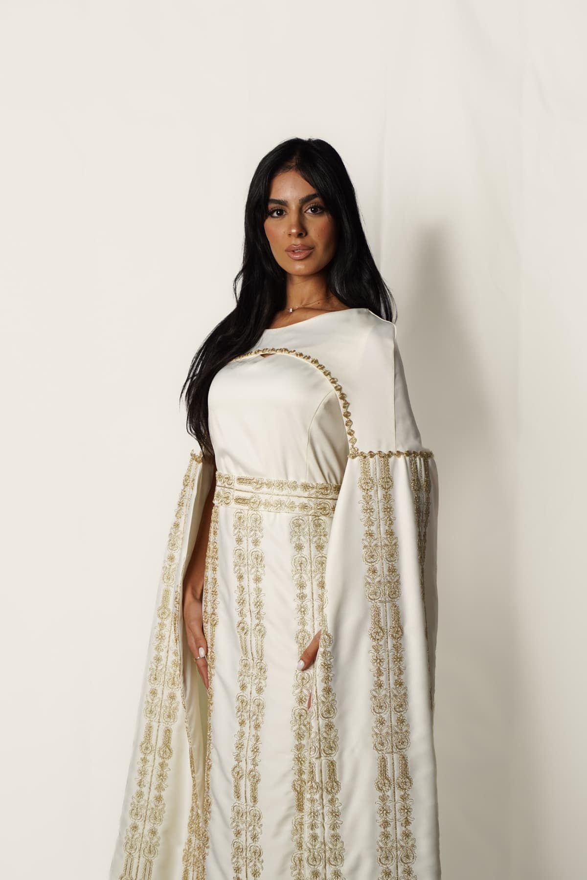 Gold Cape full bridal silhouette